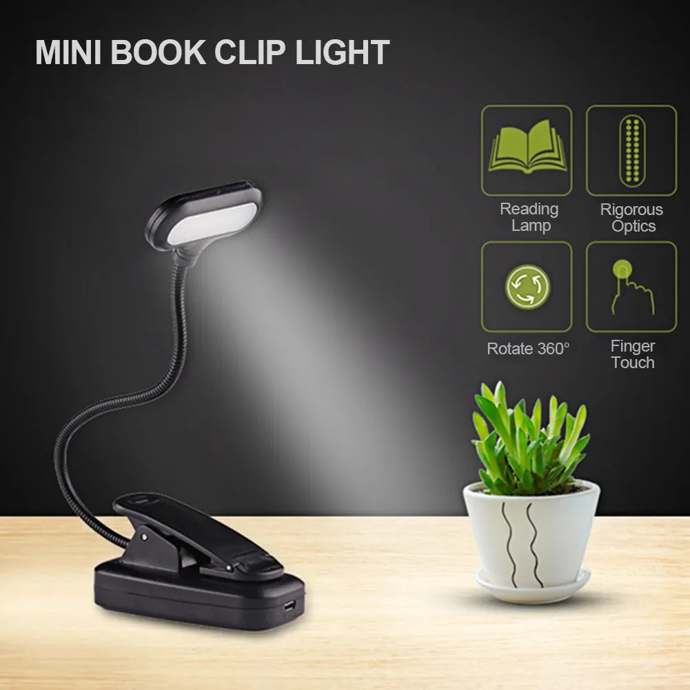 Book Night Light 
Adjustable Mini Clip-On
Lamp Battery Powered