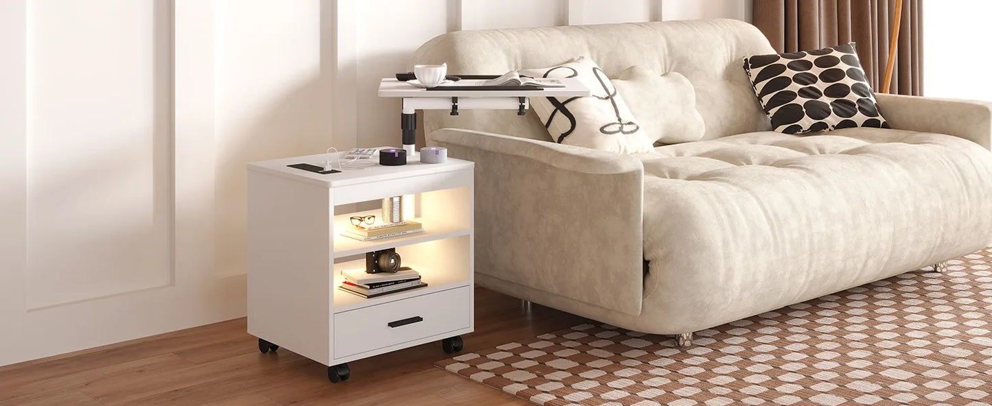 Modern LED Nightstand with Charging Station